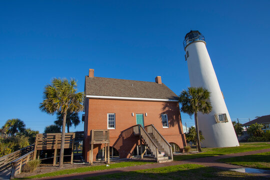 St. George Island, FL - 2/20/22: St. George Island Lighthouse  On St. George Island, Florida