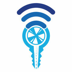 Obraz premium Driving school logo design. Car key with road and wheel icon.