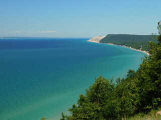 A tropical-looking view of Sleeping Bear Dunes