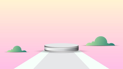 empty podium vector with plants