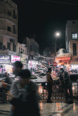 Amman people walking on the street at night