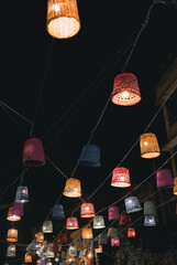 Amman decorated street with lights lanterns