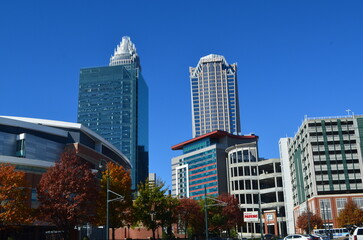 Cityscape of Charlotte, North Carolina in the fall
