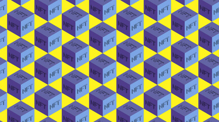 NFT concept non-fungible token virtual art 3D background blockchain stored data 