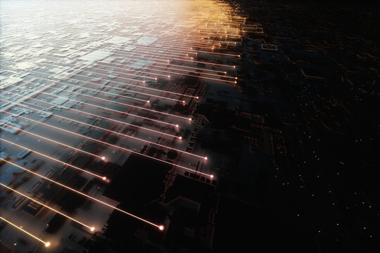 3D illustration, abstract background image concept. Data lines around the world, cloud computing concept.