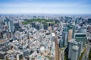 新橋上空より皇居を望む・都市風景・空撮