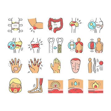 Rheumatology Disease Problem Icons Set Vector .