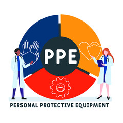 PPE - Personal Protective Equipment acronym. business concept background. vector illustration concept with keywords and icons. lettering illustration with icons for web banner, flyer, landing pag