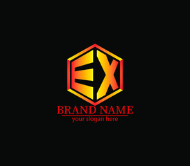 EX,ex creative polygon two letter logo design victor,EX letter logo