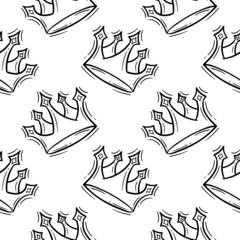 seamless pattern hand drawn queens crown on white background
