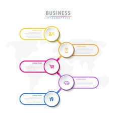Vector illustration, infographics design, template, marketing, information, with 5 options or steps