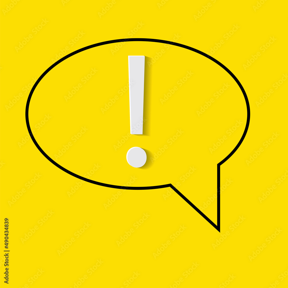 Poster exclamation point message. alert message. message notification icon. vector illustration. stock imag