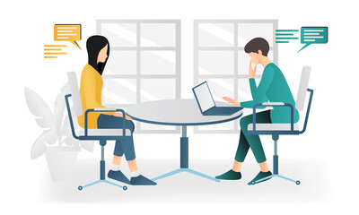 Fototapeta premium Isometric style illustration discussion of success and life journey