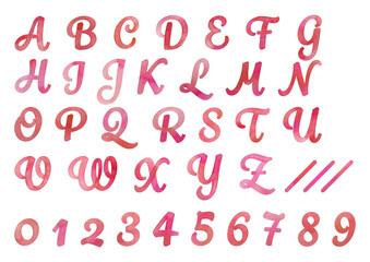 Set of watercolor logotypes pink red