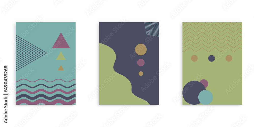 Poster trendy three abstract pattern. modern texture design. watercolor texture template. vector illustrati
