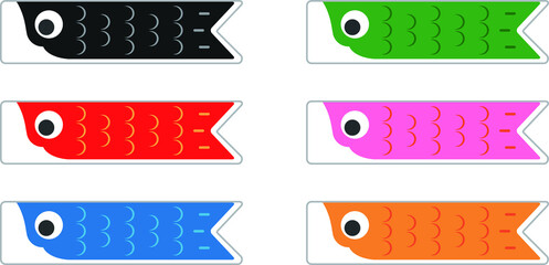 Obraz premium カラフルな鯉のぼりのベクターアイコンセット