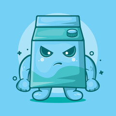 milk box character mascot with angry expression isolated cartoon in flat style design
