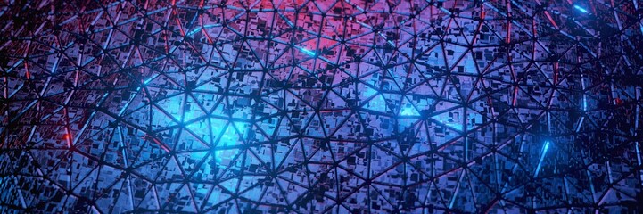 Abstract futuristic wave triangle Polygonal Geometric space background 3D rendering