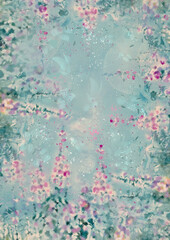 Beautiful meadow field with wild flowers.Watercolor background