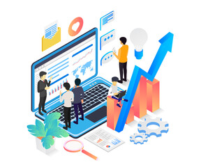 Isometric style website development illustration