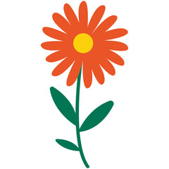Red flower vector illustration in flat color design