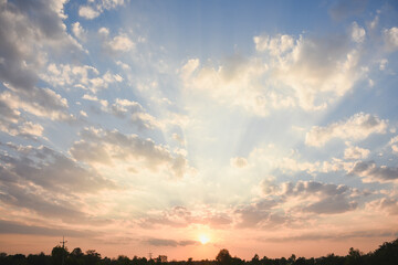 Bright orange sky and light of the sun