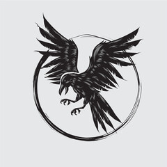flying raven vector illustration