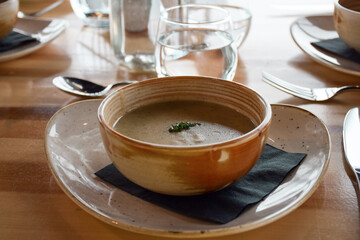 Bowl of soup at a restaurant