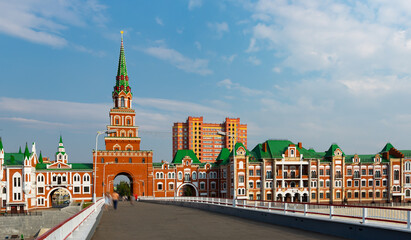 Fototapeta premium Picturesque Bruges embankment in city of Yoshkar-Ola. Russia