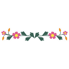 Pink flowers ornament vector illustration in flat color design