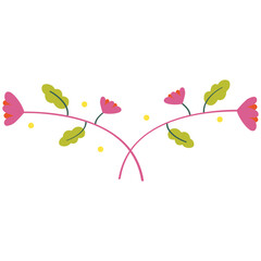 Pink flowers ornament vector illustration in flat color design