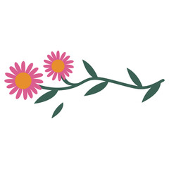 Pink flowers ornament vector illustration in flat color design