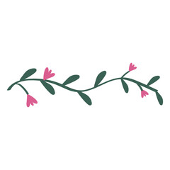 Pink flowers ornament vector illustration in flat color design