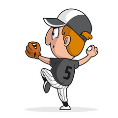 Baseball pitcher launching the ball