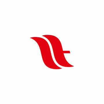 abstract letter zt curve geometric simple logo vector