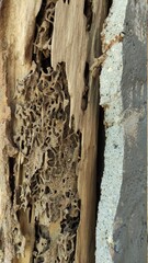 Termite nest inside the wood