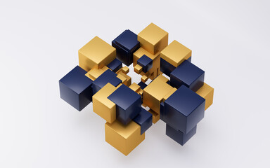 Abstract cubes with white background, 3d rendering.