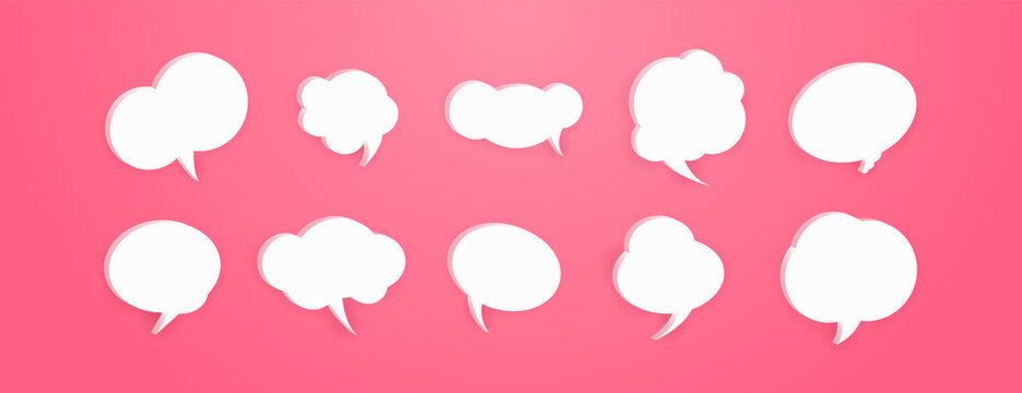 3d pink speech bubble collection set