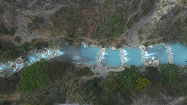 Tolantongo River in Mexico. Aerial View