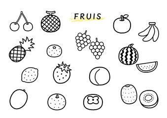 フルーツの線画イラスト