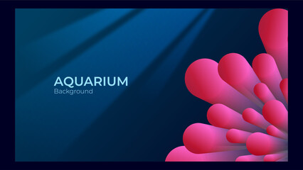 aquarium background with anemone on the side and sea lights