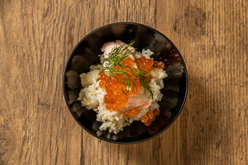 鮭といくらの炊き込みご飯　salmon roe (salmon egg) cooked rice 