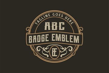 Circular Vintage Steampunk Badge Emblem Label Stamp Logo Design Vector