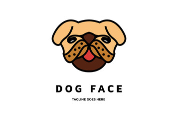 Colorful Cute Funny Pit Bull Dog Head Face Logo Design Vector