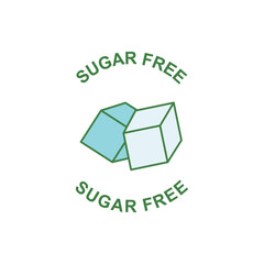 Sugar free label icon in color icon, isolated on white background 
