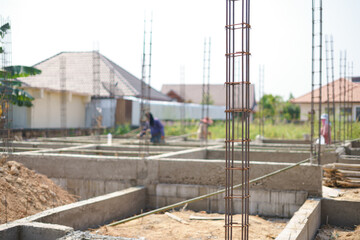 Fototapeta premium Rustic rebar for reinforced steel bar in square shape