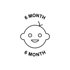 6 month infant icon label icon in black line style icon, style isolated on white background