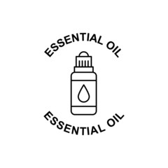 Essential oil label icon in black line style icon, style isolated on white background