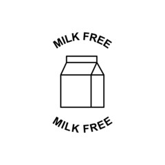 Dairy milk free label icon in black line style icon, style isolated on white background