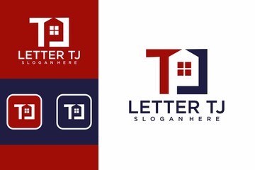 Letter tj logo design or letter tj with house logo design